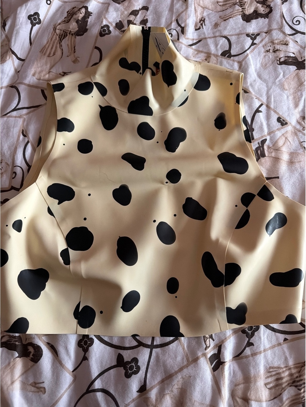 NWT Vex latex cow print crop top